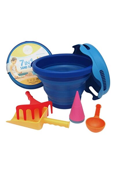 CompacToys - طقم دلو الشاطئ 7 في 1 - أزرق