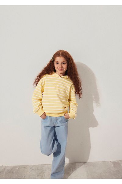 Mavi Logo Printed Striped Yellow Sweatshirt 7S10100-89149