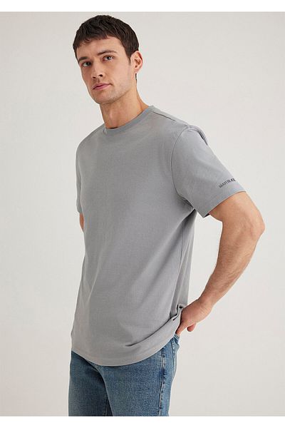 Mavi Crew Neck Gray Basic T-Shirt Loose Fit / Loose Relaxed Cut 0611593 -70098