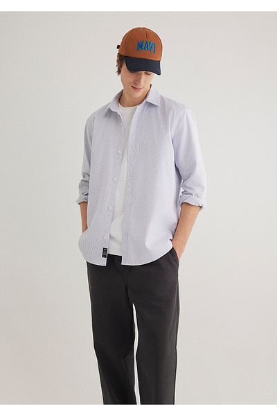 Mavi Cămașă albă cu dungi bleumarin Regular Fit 0211147 -70497