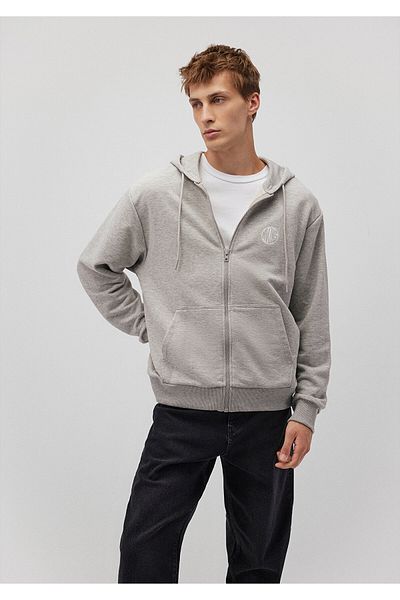 Mavi Mvjns Logo Printed Zippered Hooded Gray Sweatshirt 0S10193-80196