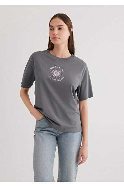 Mavi Μπλουζάκι με κανονική εφαρμογή με ανθρακί στάμπα - 1612596 -85309