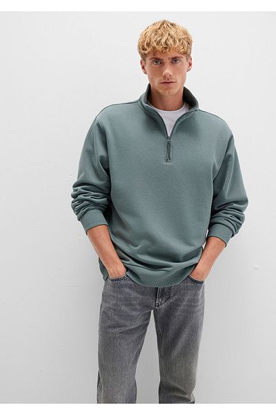 Mavi Semi-Zip Green Basic Sweatshirt 0S10278-71577