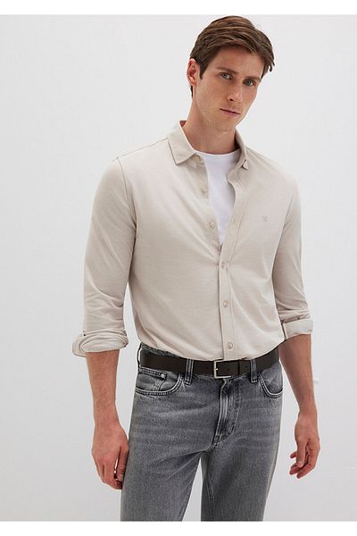 Mavi Cămașă tricotată bej cu croială mulată 0210294 -70145