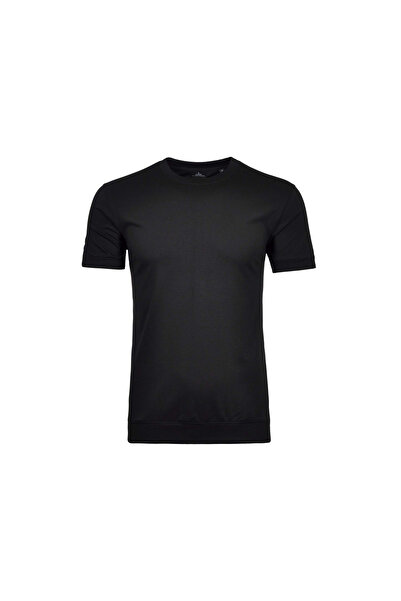 Ragman Rundhals T-Shirt für Herren in schwarz