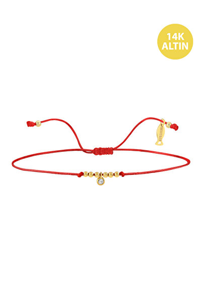 KURSHUNI Parıltı(2mm), 14 Ayar Altın Bileklik (İpli)