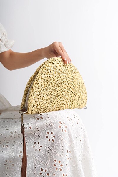 Mubiano Letní rafiová oválná béžová taška a kabelka -MSFT2525-BJ