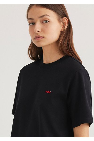 Mavi Logo Printed Black T-Shirt Loose Fit 1612122-900