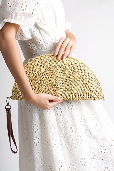 Mubiano Letní rafiová oválná béžová taška a kabelka -MSFT2525-BJ