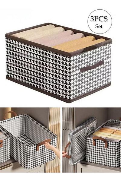 Generic 3pcs Wardrobe Clothes Organizer Foldable Closet Clothing Storage Box for Clothes Jeans Washable