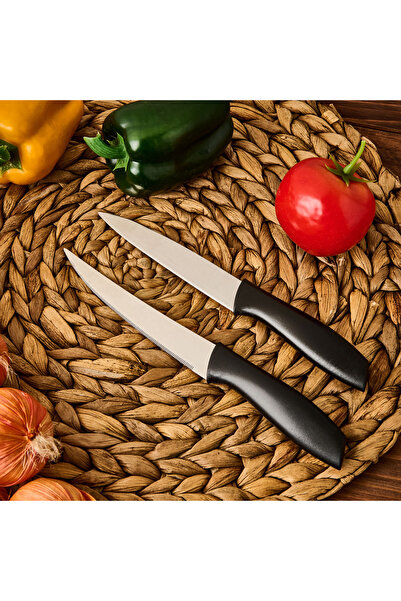 Evidea Kitchen Vakumlu 2'li Çok Amaçlı Bıçak Seti - Siyah