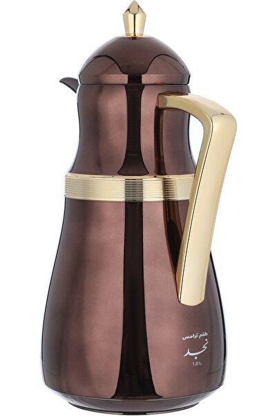 Alsaif Gallery NJD Thermos Set from Saif Gallery, 1/1 Liter Capacity, Glass Thermal Inner Liner, Plastic Outer Body - Gold