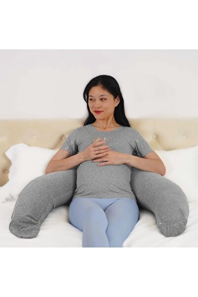 Moon Organic Cresent Maternity Pillow - Light Grey