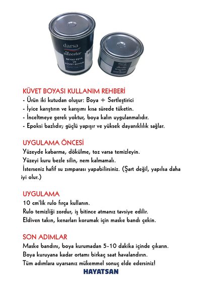 DARSA Küvet, Beyaz Eşya, Banyo Boyası-0,75 Lt Sertleştirici 0,25 Lt
