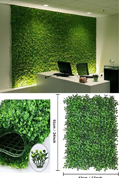 optana 1 ADET Botanik Dikey Bahçe Peyzaj Dekoratif Yapay Bitki Duvar Kaplama Panel Şimşir Tabaka Çiçek Duva