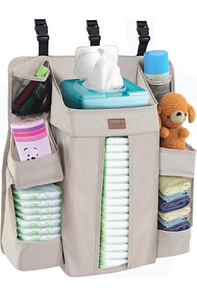 Moon منظم سرير الأطفال وحامل حفاضات الأطفال المحمول والمعلق متعدد التخزين للأ...
