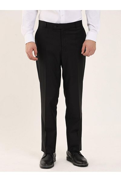 Dufy Men's Black Regular Fit Straight Classic Trousers - 96875