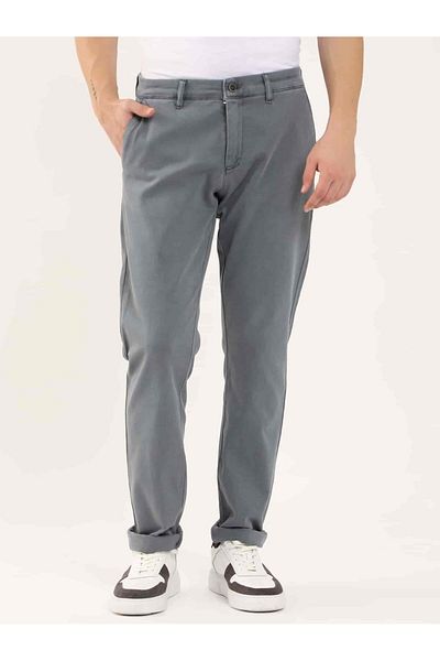 Dufy Indigo Men's Regular Fit Straight Casual Trousers - 103169