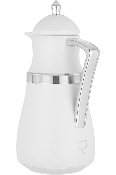 Alsaif Gallery NJD Thermos Set, Saif Gallery, 1/1 Liter Capacity, Heat Resistant Glass Inner, Plastic Outer - White