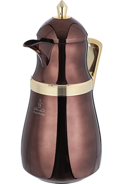 Alsaif Gallery NJD Thermos Set from Saif Gallery, 1/1 Liter Capacity, Glass Thermal Inner Liner, Plastic Outer Body - Gold