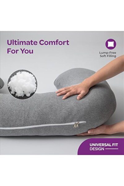 Moon Organic C Shaped Maternity Pillow-Light Grey