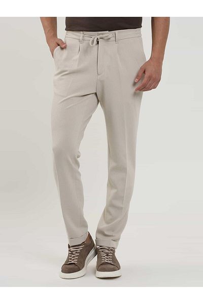 Dufy Beige Men's Slim Fit Jogger Pants -104493