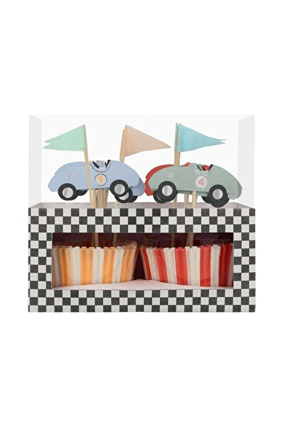 Meri Meri - Race Car Cupcake Kit - Yarış Arabası Cupcake Kit -24'lü