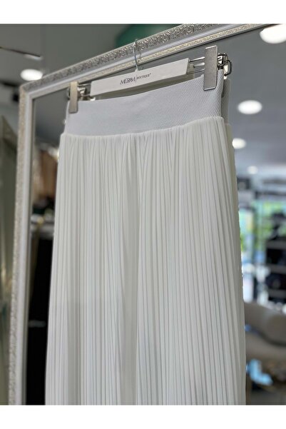 MERAM BUTİK Nurgün Pi̇li̇seli̇ Skirt 3060 - White - 1