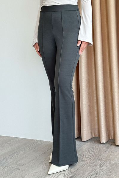 InStyle High Waist Flared Anthracite Palazzo Trousers