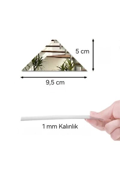 Numa Concept Duvar Dekoru 60'lı Aynalı Gümüş Pleksi Üçgen Salon Ofis Ve Antre İçin | 5x9 Cm