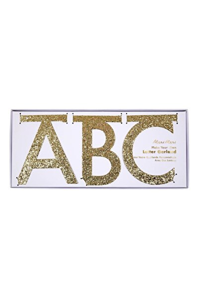 Meri Meri - Gold Glitter Letter Garland Kit - Altın Simli Harf Seti
