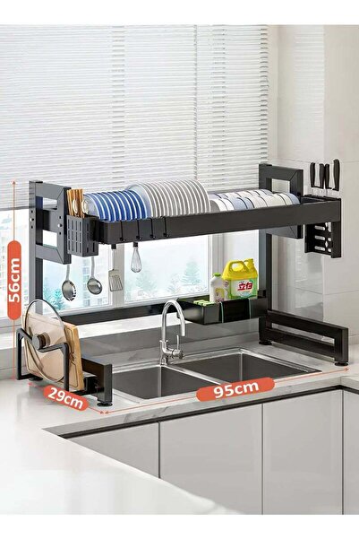 Taimi Over Sink Dish Drying Rack (95cm) with Cutlery Basket, Knife and Cuttin...