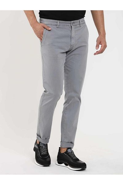 Dufy Men's Gray Regular Fit Straight Pants -105392