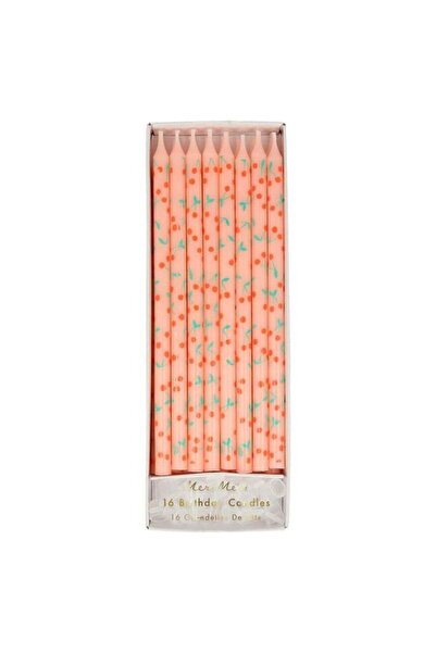 Meri Meri - Tapered Cherry Candles - Kiraz Desenli Mumlar
