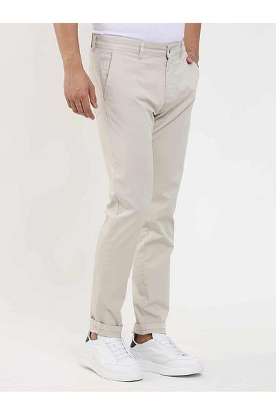 Dufy Men's Regular Fit Bone Straight Trousers -105350