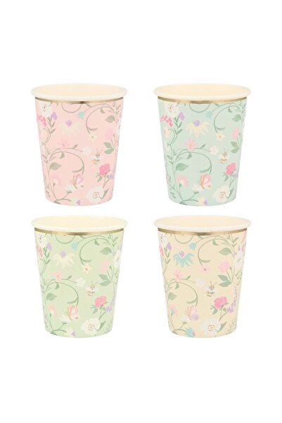 Meri Meri - Ladurée Paris Floral Cups - Ladurée Paris Çiçekli Bardaklar - 8'li