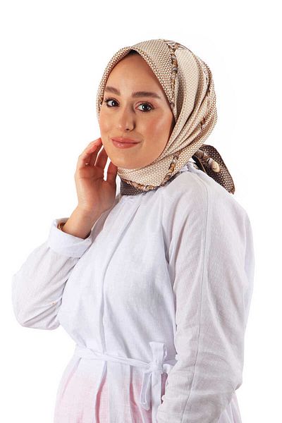 Bursa İpek Brown Straw Pattern Twill Silk Scarf