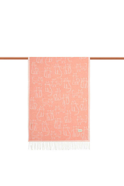 Bursa İpek Χειμερινό σάλι με μοτίβο γάτας σολομού