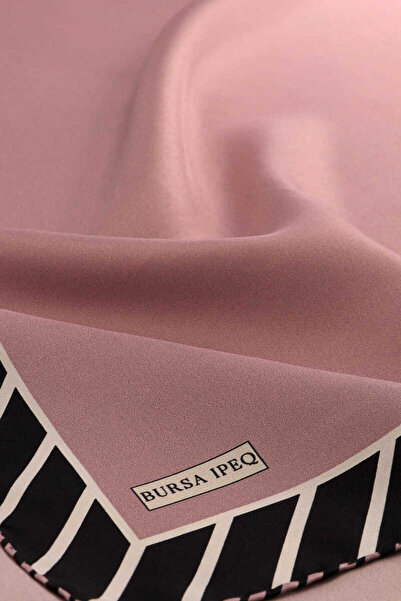 Bursa İpek Μεταξωτό κασκόλ Twill - Dusty Rose Line Pattern