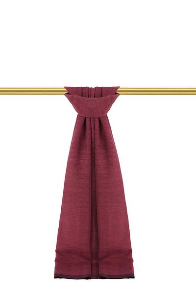 Bursa İpek Silk Cotton Shawl - Plum Monogram Pattern