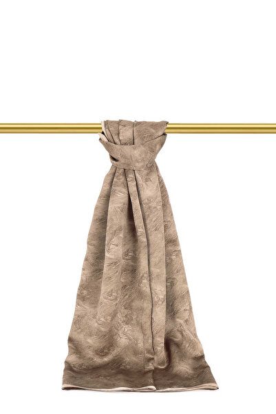 Bursa İpek Koyu Taş Fırça Desen İpek Şal