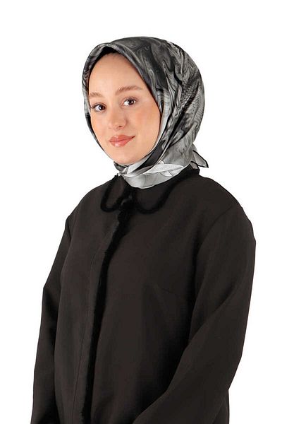 Bursa İpek Sura Silk Scarf - Gray Belt Pattern