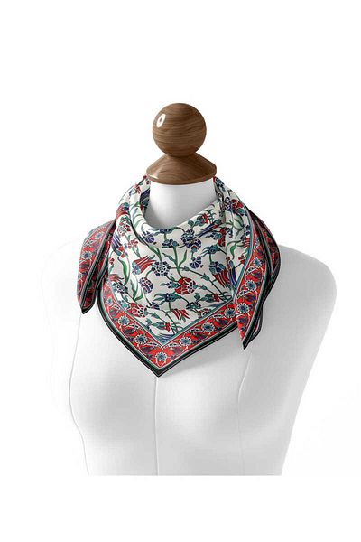 Bursa İpek Soft Red Anatolian Patterned Scarf