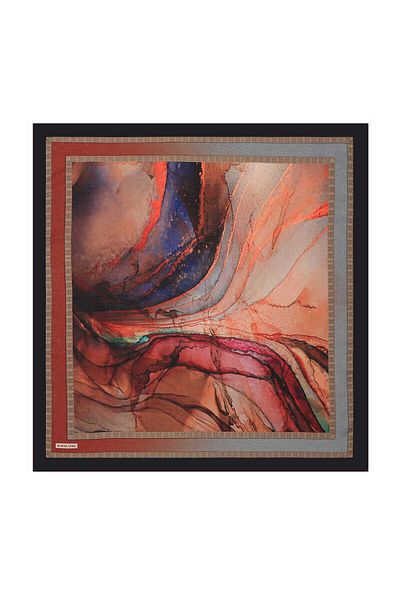 Bursa İpek Tan Marble Pattern Soft Scarf