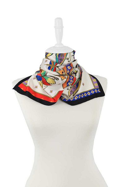Bursa İpek Water Green Purple Patterned Silky Scarf