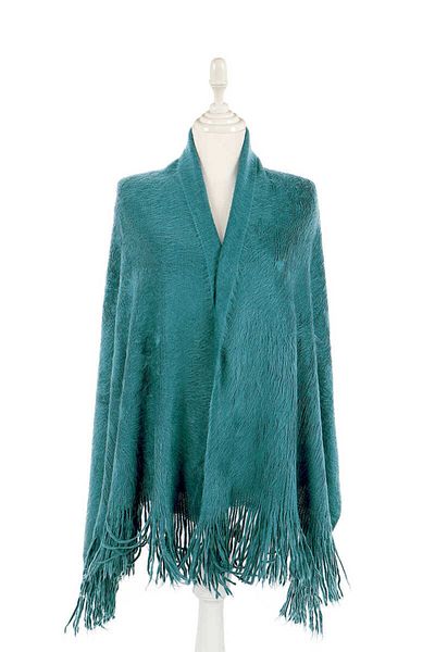 Bursa İpek Petrol Blue Angora Shawl