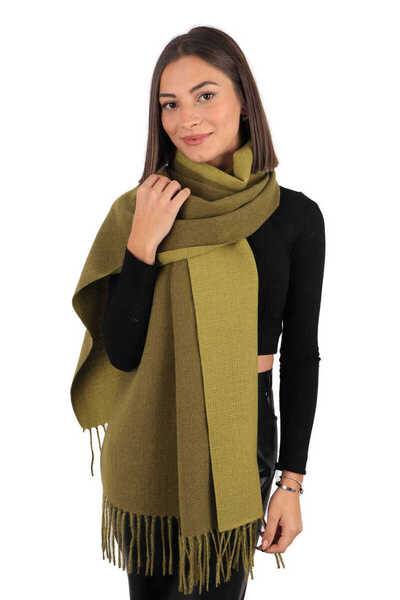 Bursa İpek Khaki Double Sided Winter Shawl