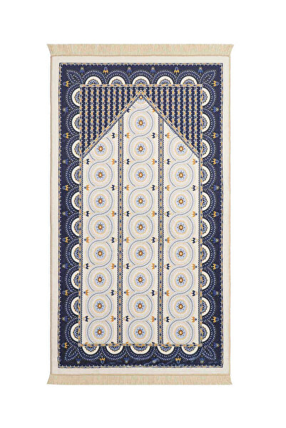 Bursa İpek Navy Blue Bamboo Carpet Prayer Rug
