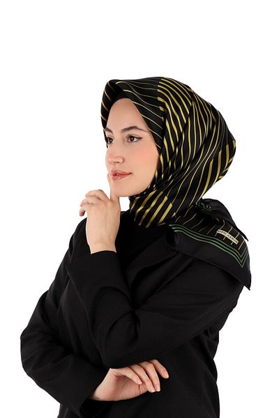 Bursa İpek Acid Green Dila Pattern Sura Silk Scarf