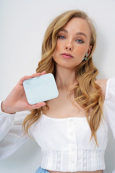 VAGGON Women's Blue Faux Leather Mini Card Holder Prmx14079